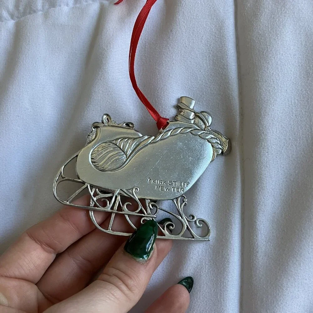 Vintage Kirk Stieff 1992 First Christmas Together‎ Ornament Pewter Sleigh Silver